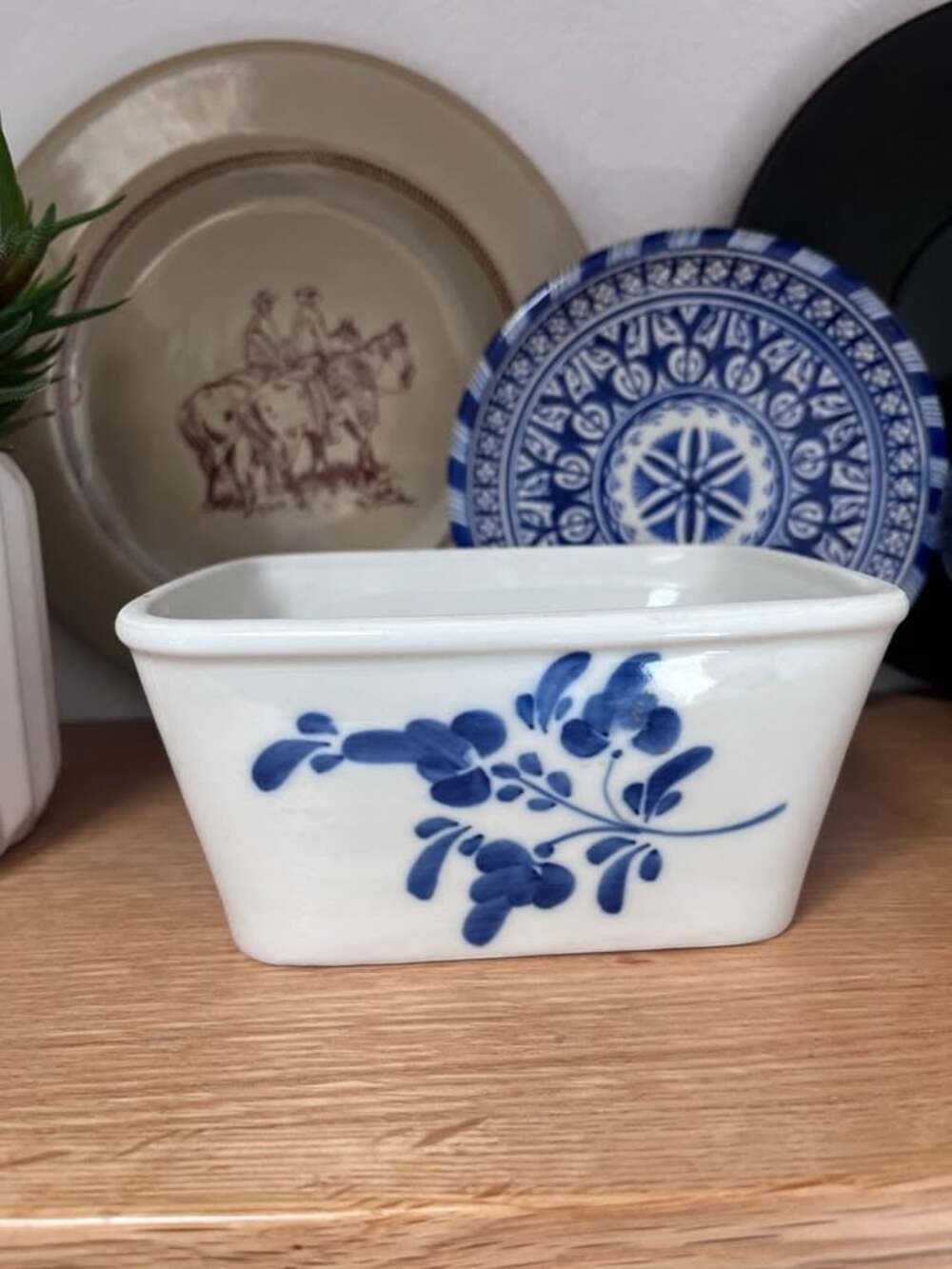 Vintage Viana do Castelo Hand-Painted Ceramic Baking Dish -Blue & White Portugue